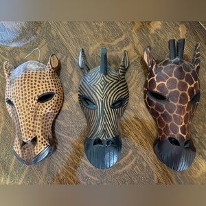 Animal Print Wooden Masks 9.5 inches long